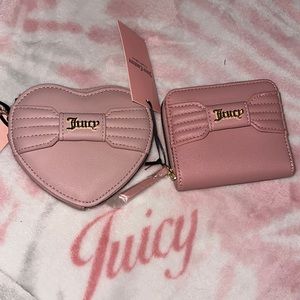 Juicy Couture bow wallet and heart shaped bow wristlet set